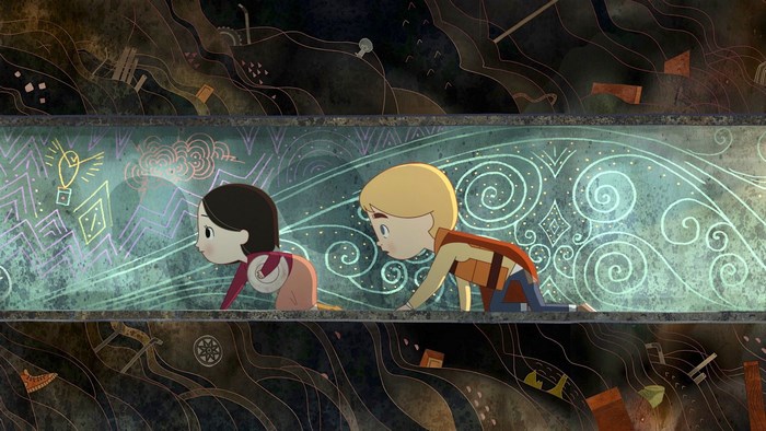 Song of the Sea children looking at wall art