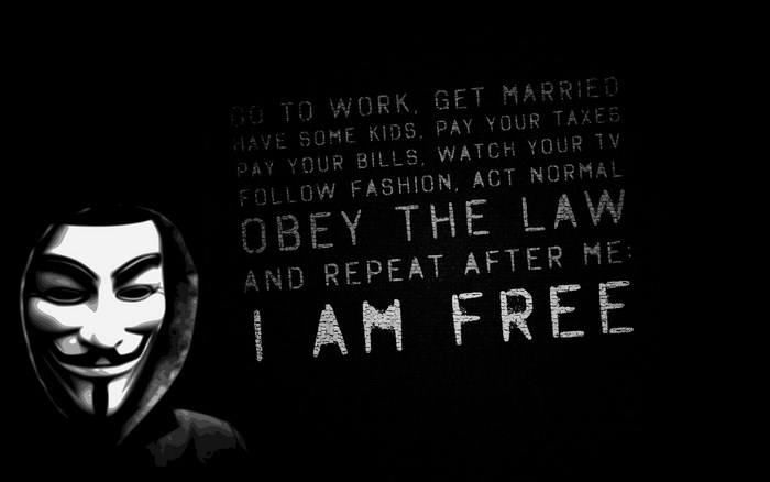 Anonymous Mask with Rebellious Freedom Quote