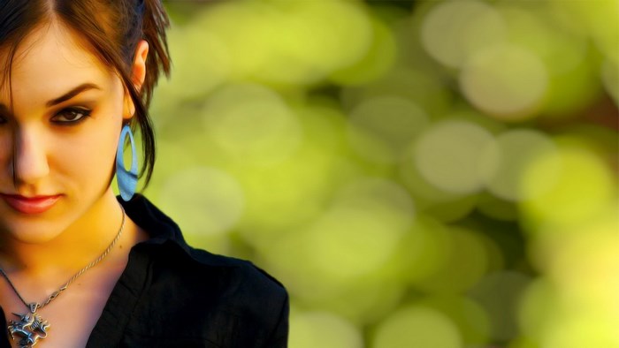 Sasha Grey portrait with bokeh background