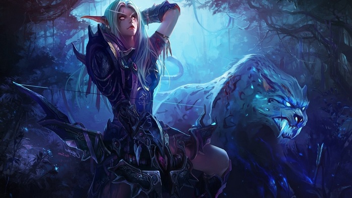 Night Elf Hunter with Panther from World of Warcraft