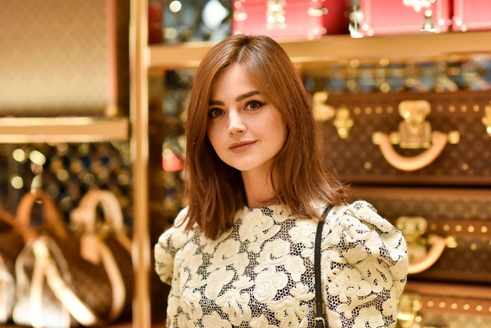 Jenna Coleman in a floral dress