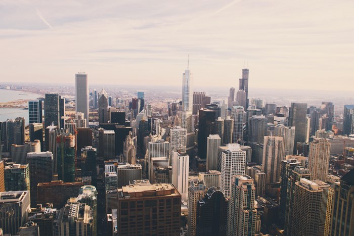 Chicago cityscape with skyscrapers and buildings