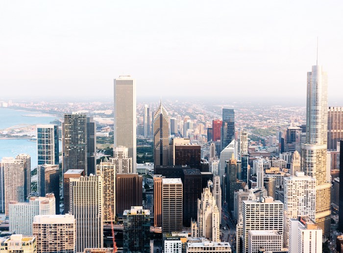 Chicago Skyline with Lake Michigan