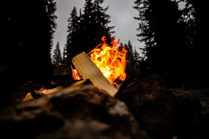 Campfire Flames Burning Bright in Utah Woodland
