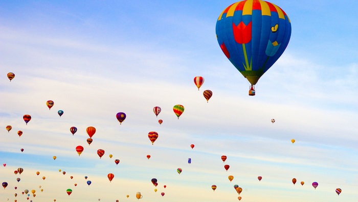 Hot air balloons in the sky