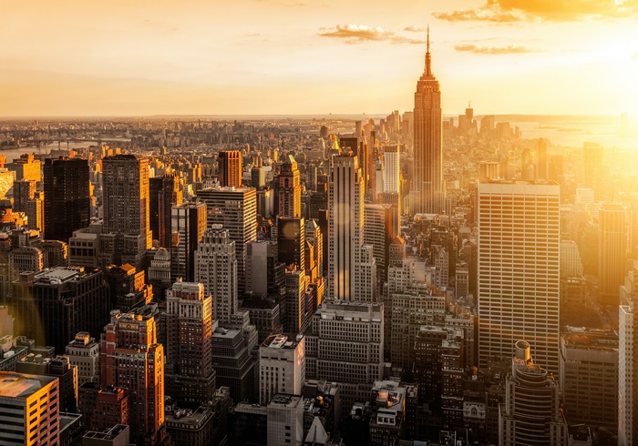 New York City Skyline at Sunset 4K
