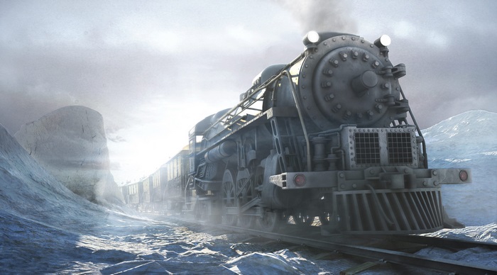 Syberia 4K train in snowy landscape