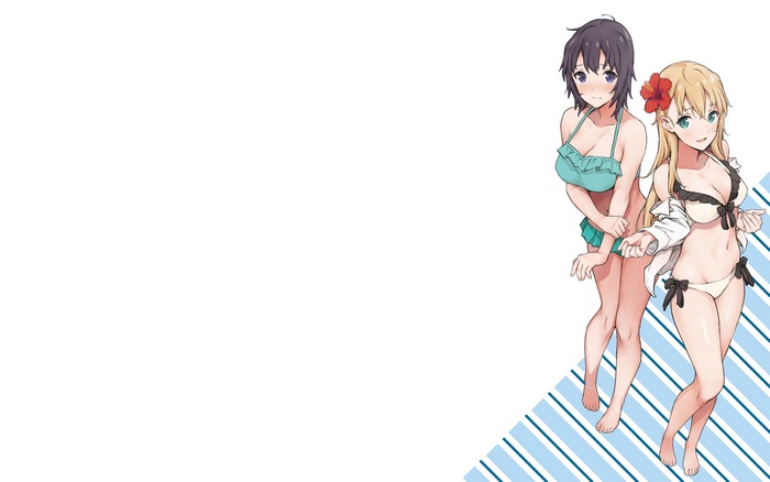 Two anime girls in swimsuits