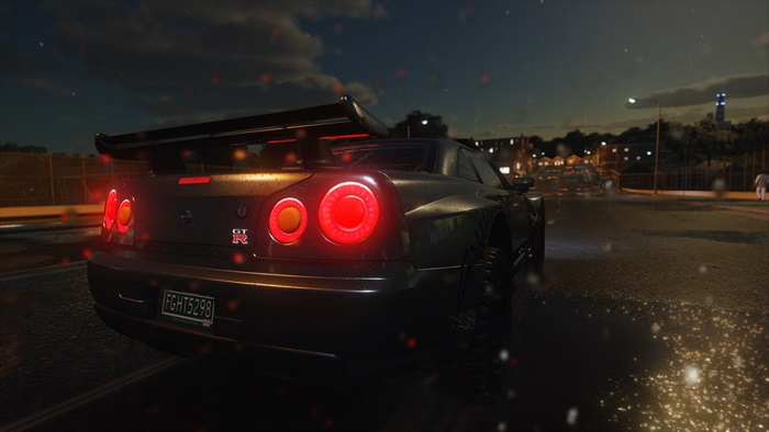 Nissan GT-R R34 driving at night