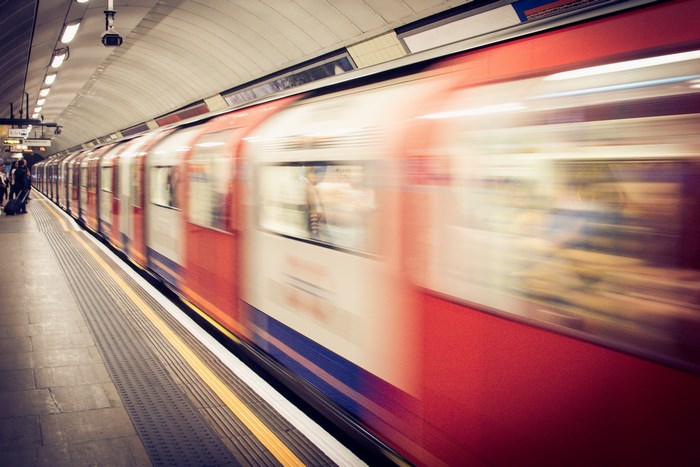 London Underground train in motion