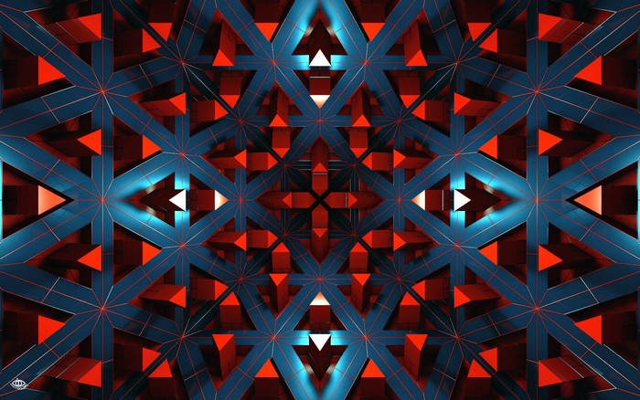Abstract geometric pattern with blue and red triangles