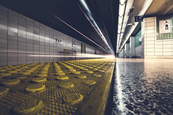Bay Station Subway Platform with Light Streaks