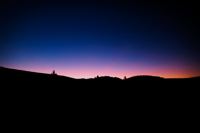 Silhouette of mountains at sunrise in Yellowstone