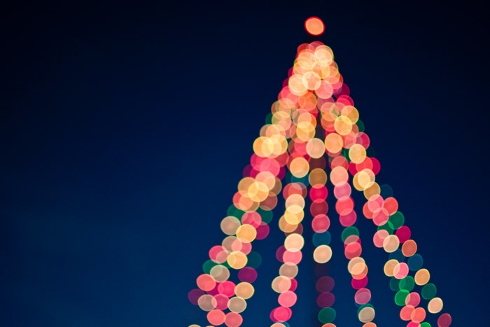 Bokeh Christmas Lights on a Dark Background