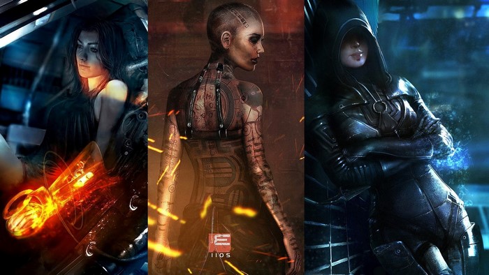 Miranda Lawson, Kasumi Goto, and Jack from Mass Effect 2