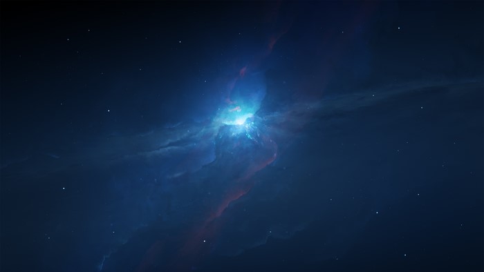 Blue nebula with stars in deep space