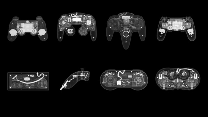 X-rays of various video game controllers