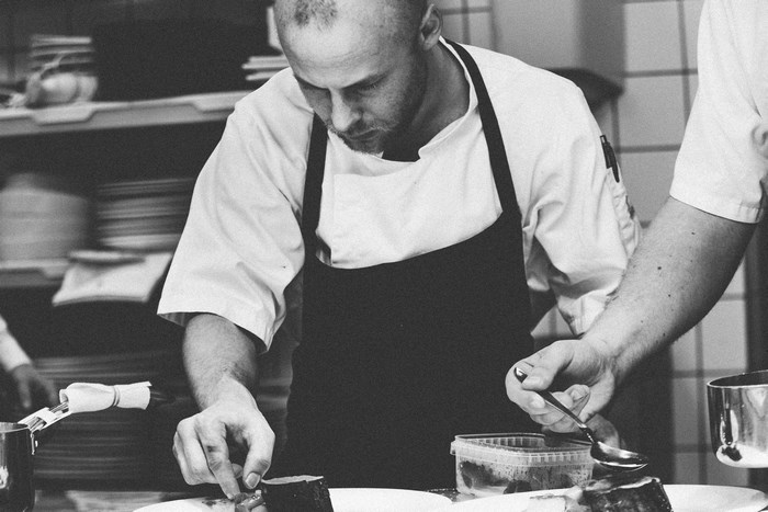 Chef working in a restaurant kitchen