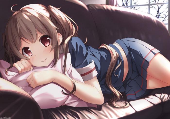 Anime girl from Kantai Collection on a couch