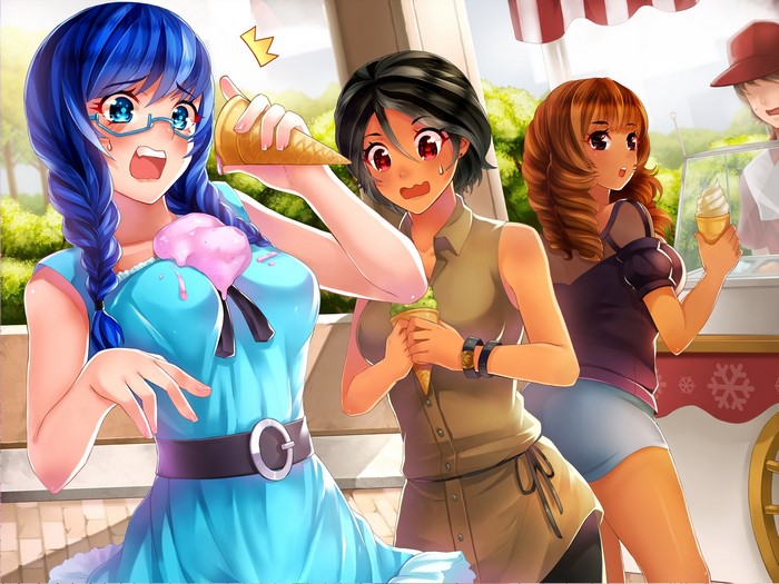 Anime girls with ice cream