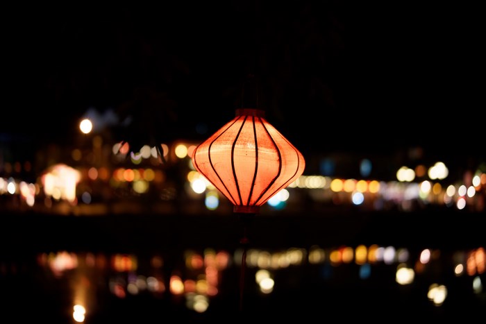 Orange Chinese Lantern in Hoi An at Night