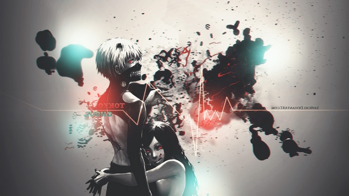 Kaneki Ken and Rize Kamishiro from Tokyo Ghoul