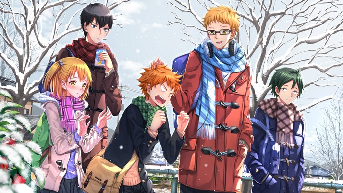 Haikyuu!! characters in the snow
