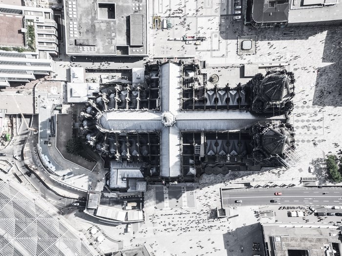 Aerial view of Cologne Cathedral, Germany