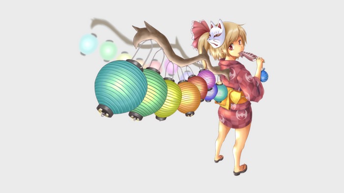Flandre Scarlet from Touhou holding lanterns