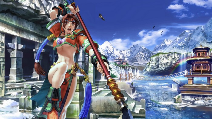 Seong Mi-na from Soulcalibur in a mountain landscape