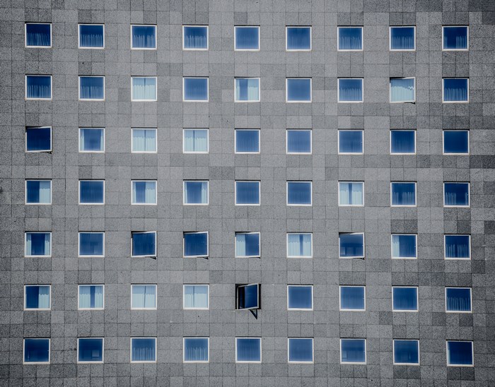 Facade of a building with many windows