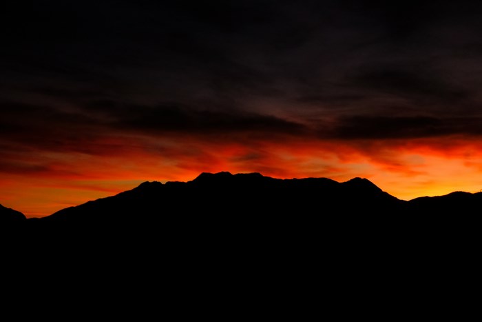 Sunset over the Wasatch Mountains silhouette