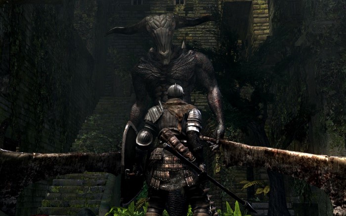 Dark Souls Capra Demon and Player Character
