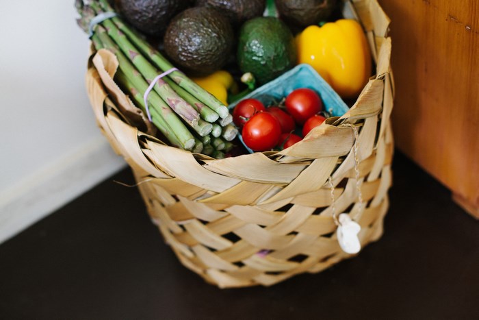 Basket of fresh vegetables and fruits
