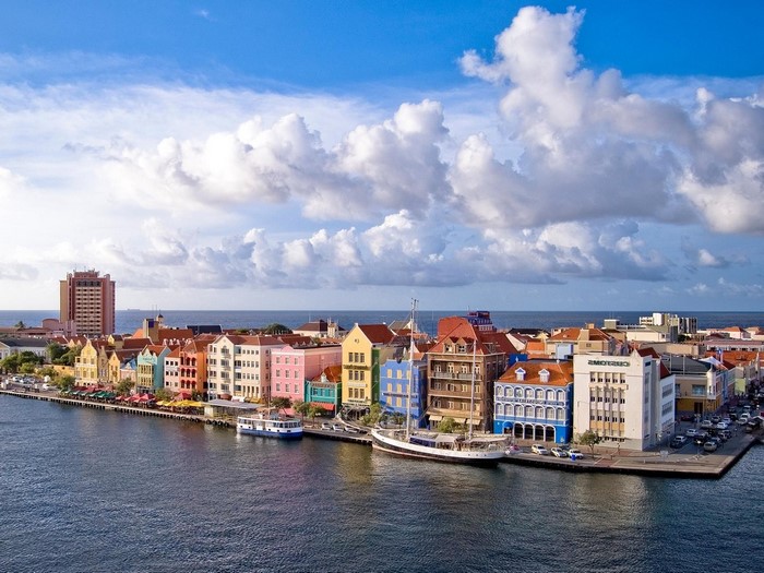 Colorful buildings on the waterfront in Curacao