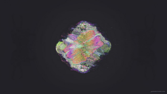 Glitch art abstract on black background