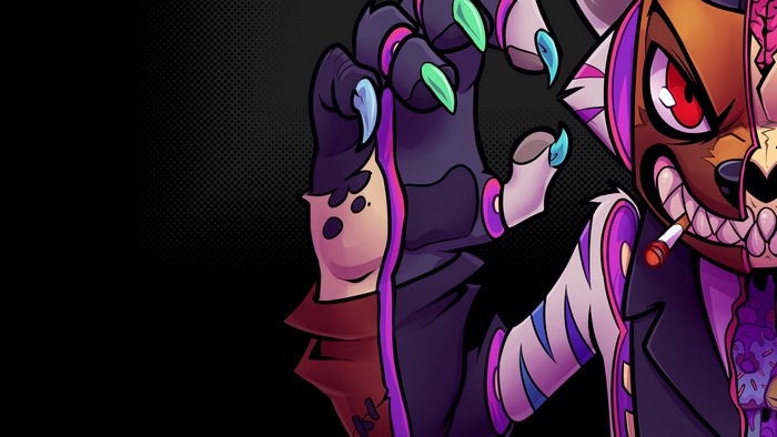 Colorful Half-Masked Lapfox Trax Character with Claws