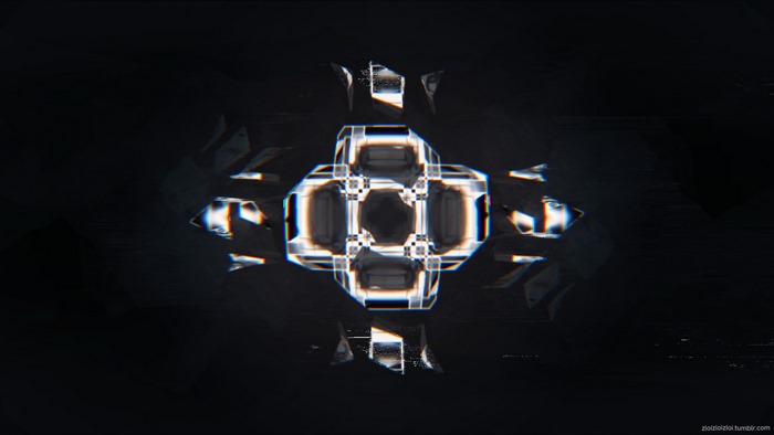 Abstract Glitch Art with Geometric Shapes