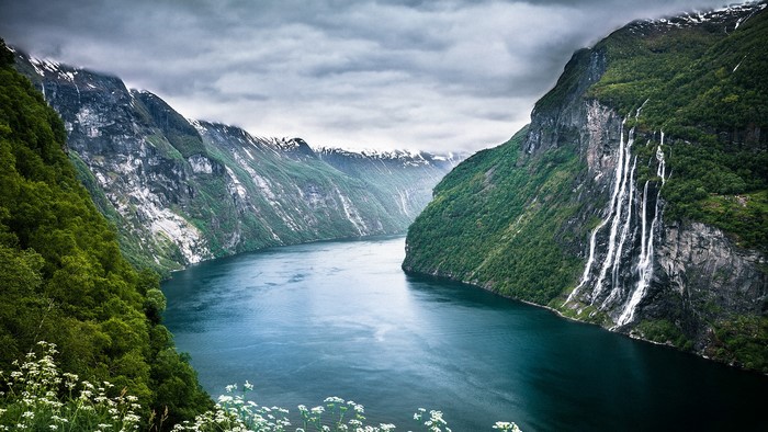 Geiranger Fjord Norway Mountains Waterfalls