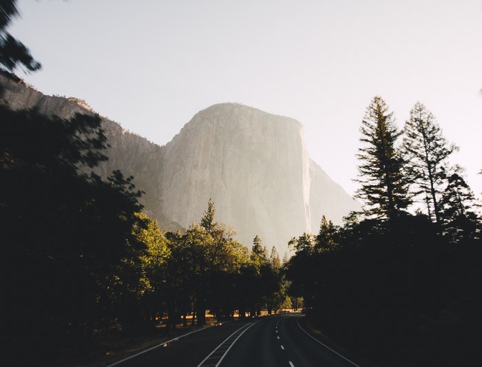 Road leading to El Capitan in Yosemite National Park