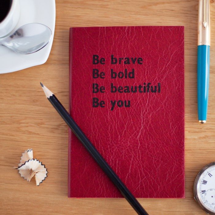Red Leather Notebook with Inspirational Quotes