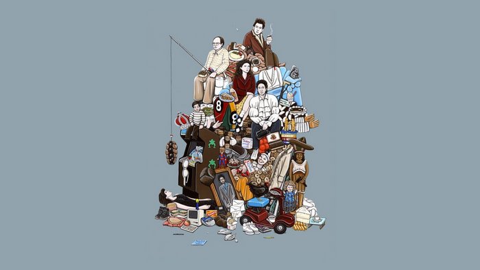 Seinfeld characters and objects collage
