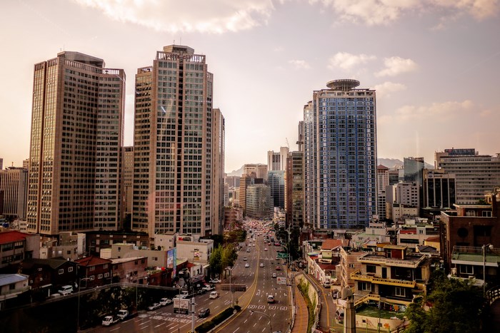 Seoul Cityscape with Skyscrapers and Traffic
