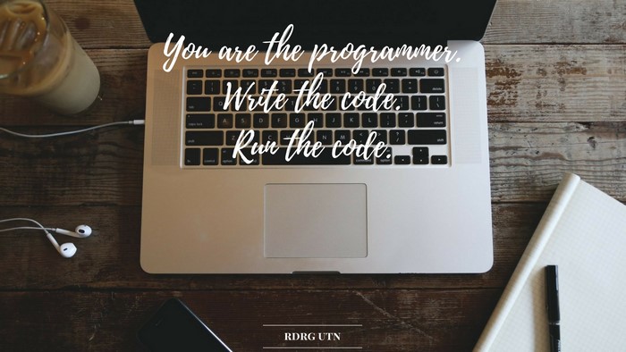 Motivational quote about programming on a laptop