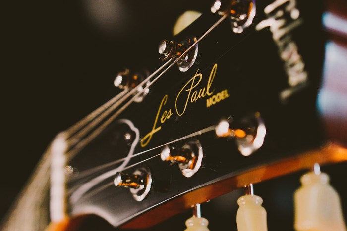 Close-up of Les Paul Electric Guitar Headstock
