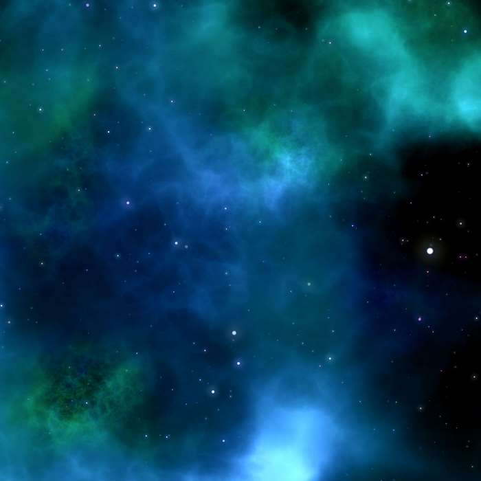 Blue and green nebula with stars in space