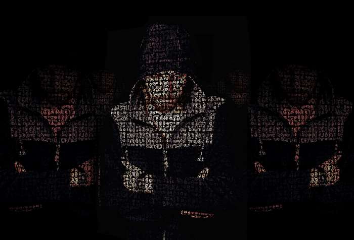 Men in Hoods Made of Text