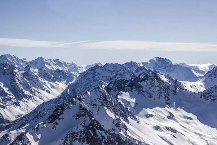 Snow-capped mountains and valleys in New Zealand