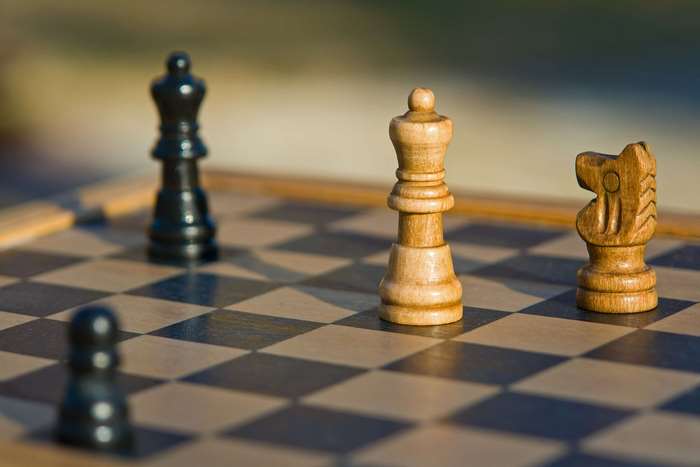 Chess pieces on a chessboard