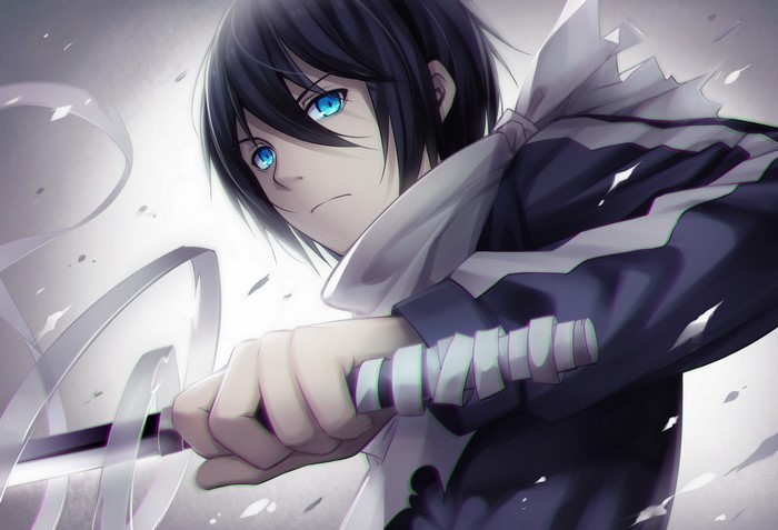 Yato from Noragami holding a katana